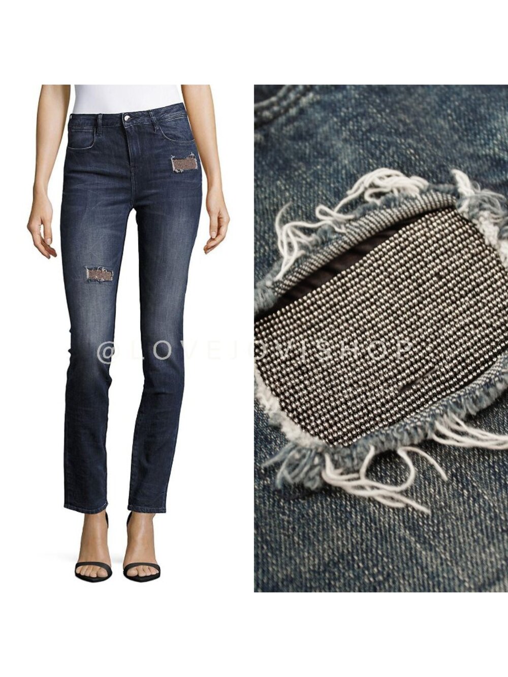 Jeans | Brockenbow 'Irina' High Waist Jeans | Statement Metallic Beaded Paris 29